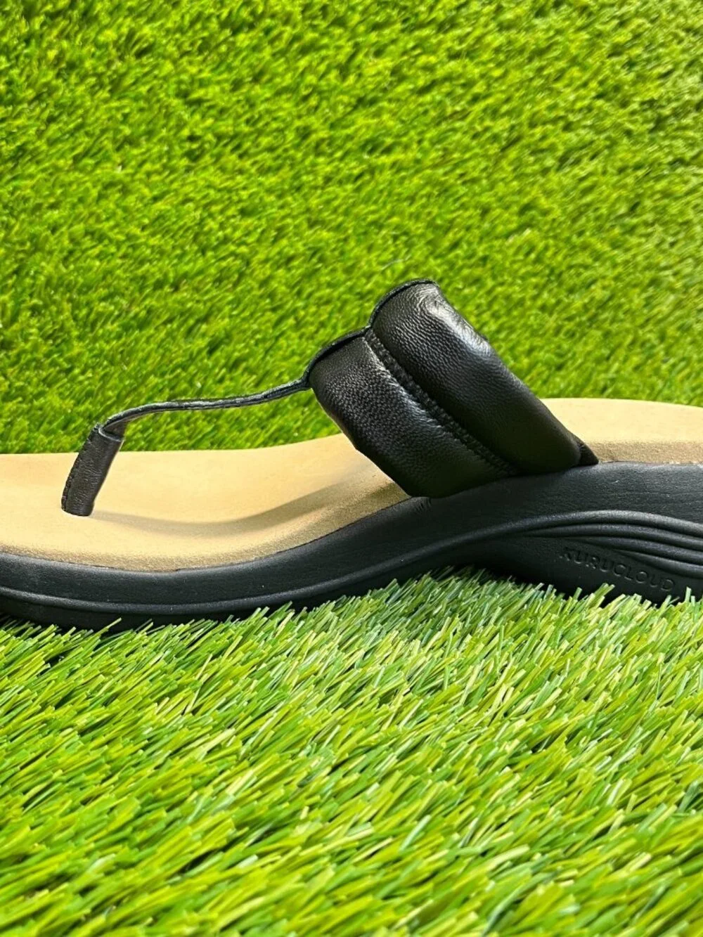KURU Coda Suvi Black Thong Sandal with Cushioned Footbed